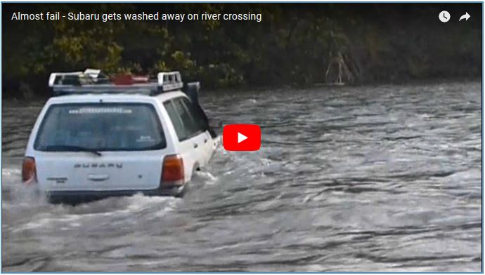 Subaru Narrowly Escapes Being Washed Away