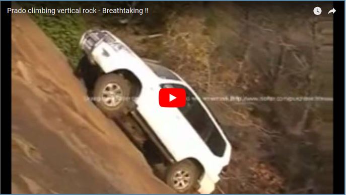 Toyota Prado Climbing Near Vertical Rock - Impressive