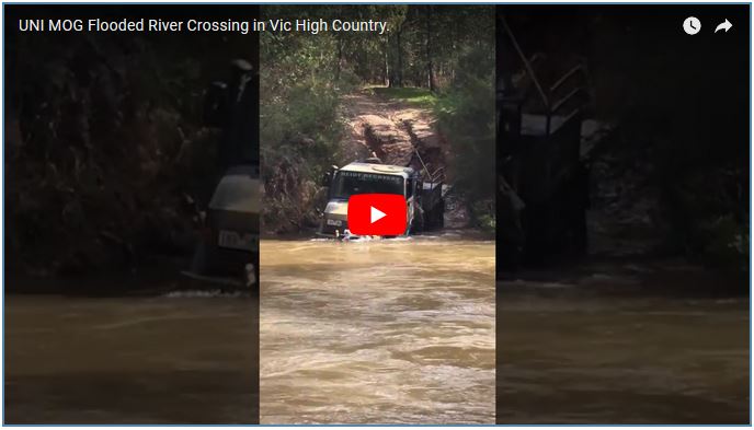 UNI MOG Flooded River Crossing in Vic High Country