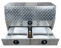 Aluminium 3/4 Side Opening Checker Plate Toolbox with 2 Drawers - 1400x600x850mm-Aussie 4x4 Pro