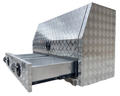 Aluminium 3/4 Side Opening Checker Plate Toolbox with 2 Drawers - 1400x600x850mm-Aussie 4x4 Pro