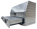 Aluminium 3/4 Side Opening Checker Plate Toolbox with 2 Drawers - 1400x600x850mm-Aussie 4x4 Pro