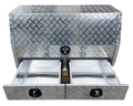 Aluminium 3/4 Side Opening Checker Plate Toolbox with 2 Drawers - 1400x600x850mm-Aussie 4x4 Pro