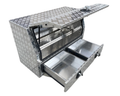 Aluminium 3/4 Side Opening Checker Plate Toolbox with 2 Drawers - 1400x600x850mm-Aussie 4x4 Pro