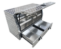Aluminium 3/4 Side Opening Checker Plate Toolbox with 2 Drawers - 1400x600x850mm-Aussie 4x4 Pro