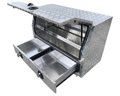 Aluminium 3/4 Side Opening Checker Plate Toolbox with 2 Drawers - 1400x600x850mm-Aussie 4x4 Pro