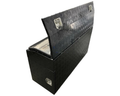 Aluminium Checker Plate Toolbox with Left & Right Slide Trays - Black - 1400x500x730mm-Aussie 4x4 Pro