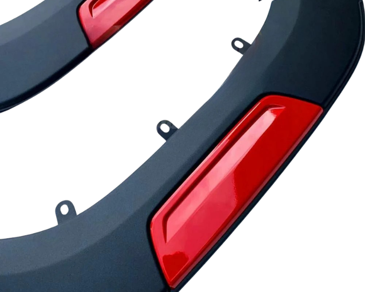 Flares for Toyota Hilux Dual Cab - Matte Black / Red - Heavy Duty Style - Set of 4 (2015 - 2022)-Aussie 4x4 Pro