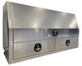 Flat Aluminium 3/4 Side Opening Toolbox with 2 Drawers - 1400x600x850mm-Aussie 4x4 Pro