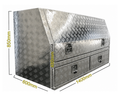 Aluminium 3/4 Side Opening Checker Plate Toolbox with 2 Drawers - 1400x600x850mm-Aussie 4x4 Pro
